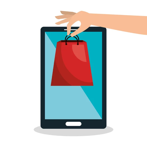 Smartphone e-commerce obchod online designu — Stockový vektor
