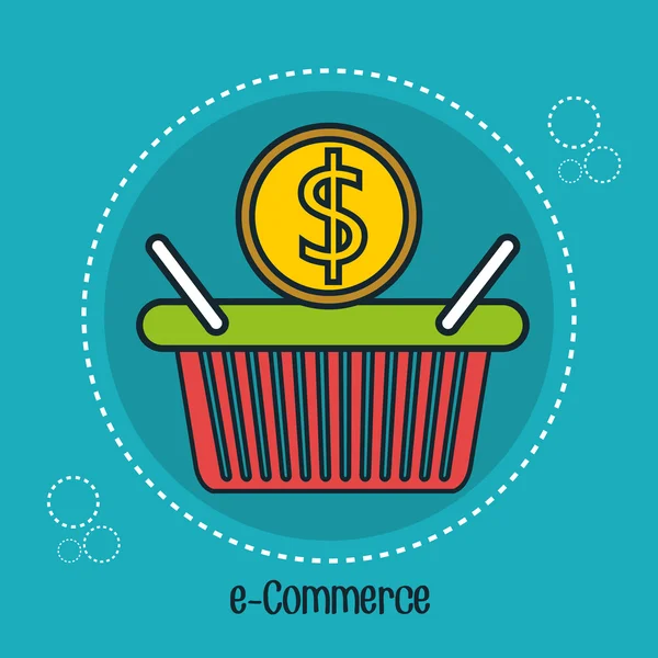 Basket e-commerce shop online design — Stock Vector