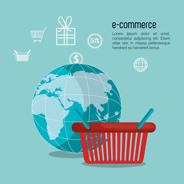 Cestino e-commerce shop online design — Vettoriale Stock