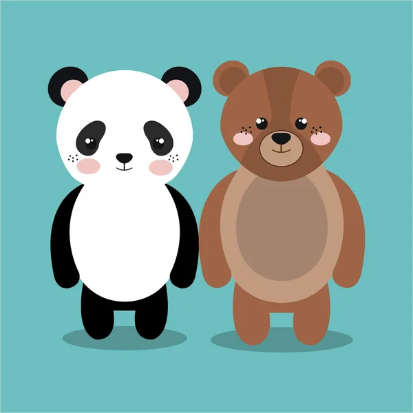 Zeichentrick Tier Pandabär Plüsch Stoffmuster — Stockvektor