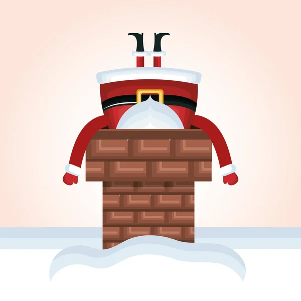 Santa claus chimney terjebak desain - Stok Vektor