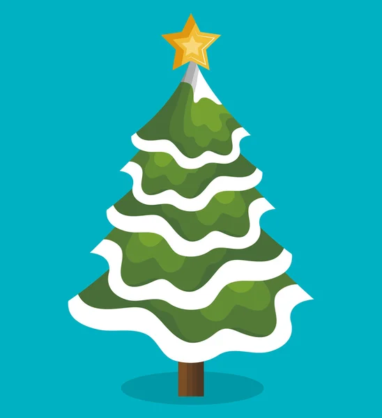 Icon tree christmas snow design — Stock Vector
