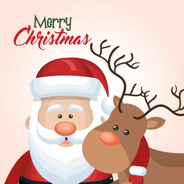 Santa claus reindeer christmas isolated — Stock Vector