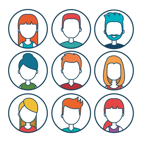 Set diverse persons young isolated — Stock Vector