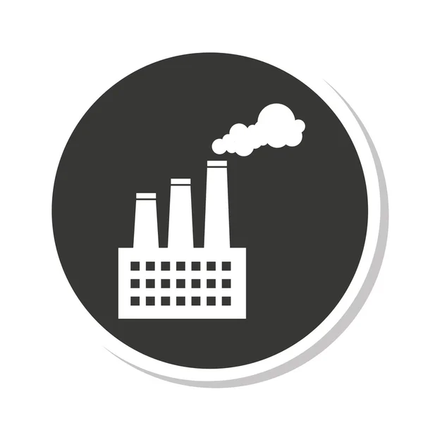 Construir planta fábrica contaminación icono — Vector de stock