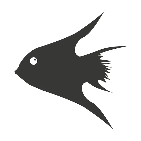 Silueta animal de pescado aislado — Vector de stock