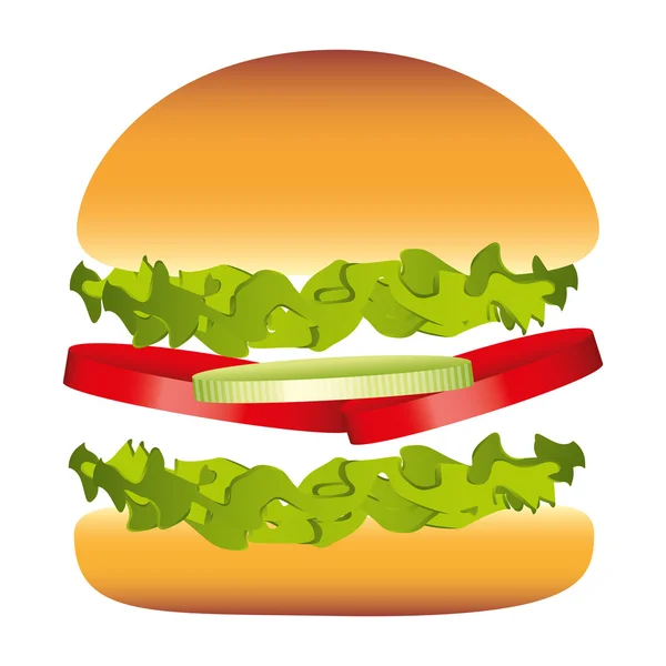 Hamburger delicious fast food isolated — Stock Vector