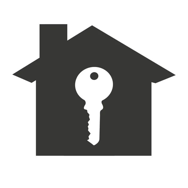 Силуэт дома с иконкой ключа — стоковый вектор