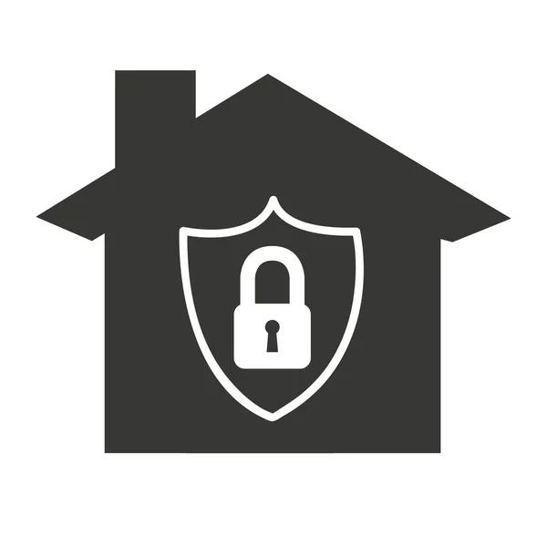 House silhouette with padlock icon — Stock Vector