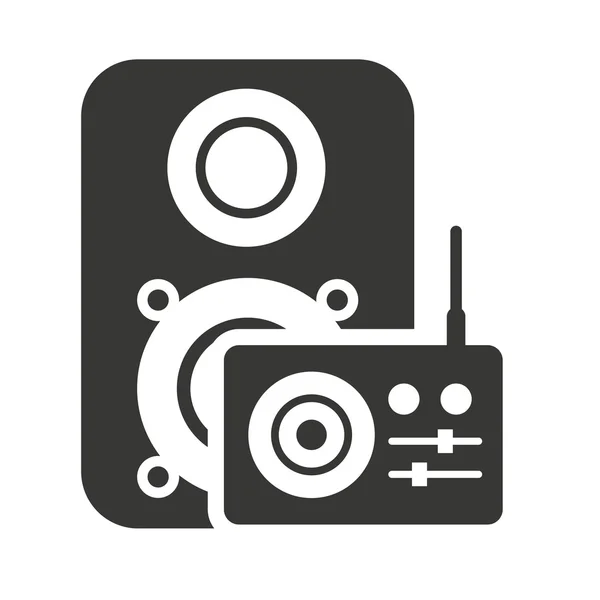 Silueta del altavoz con icono de audio — Vector de stock