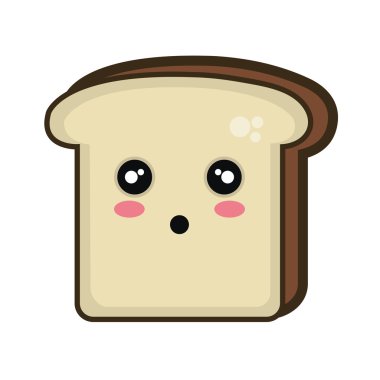 Kawaii karikatür ekmek dilimi