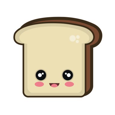Kawaii karikatür ekmek dilimi