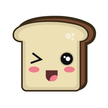 Kawaii karikatür ekmek dilimi