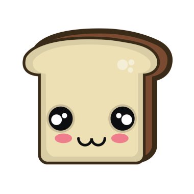 Kawaii karikatür ekmek dilimi
