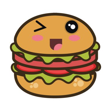 Kawaii karikatür burger lokanta