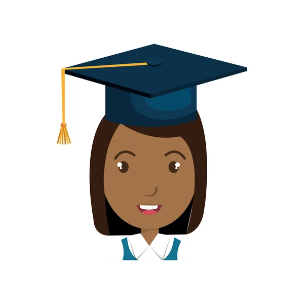 Avatar girl with graduation cap — Stock Vector