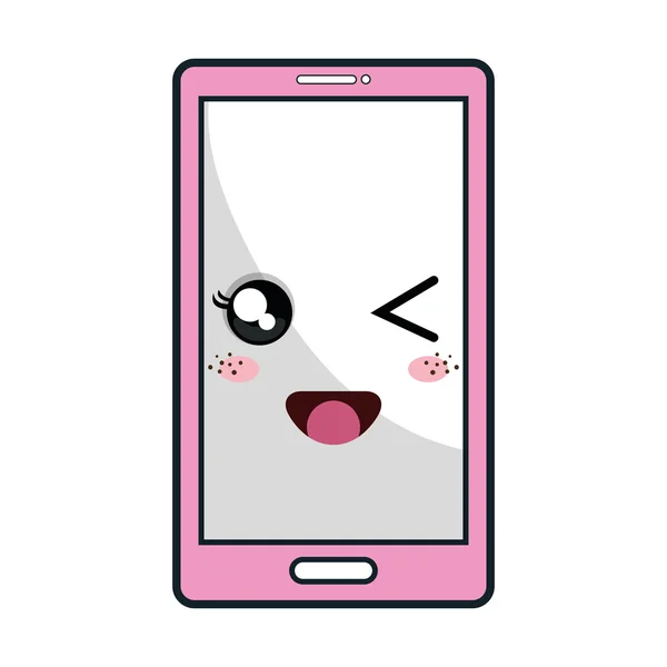 Kawaii desenhos animados smartphone —  Vetores de Stock