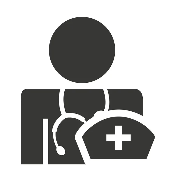 Silueta avatar médico con icono médico — Vector de stock