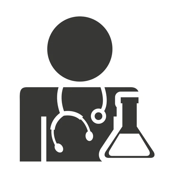 Medico avatar silhouette con icona medica — Vettoriale Stock