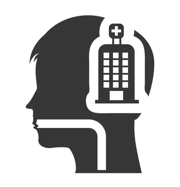 Perfil médico de cabeza con icono — Vector de stock