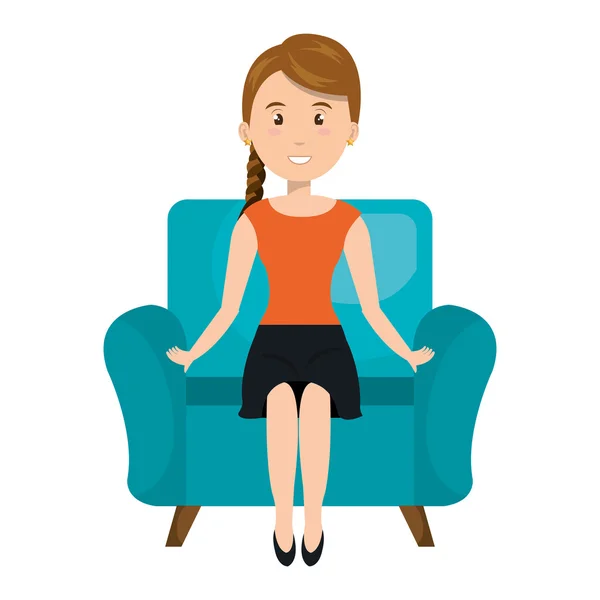 Avatar donna seduta sul divano — Vettoriale Stock