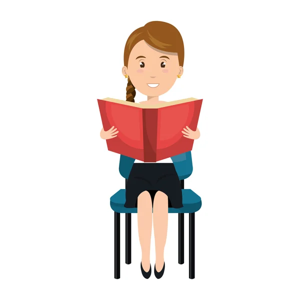 Avatar mujer leyendo un libro — Vector de stock