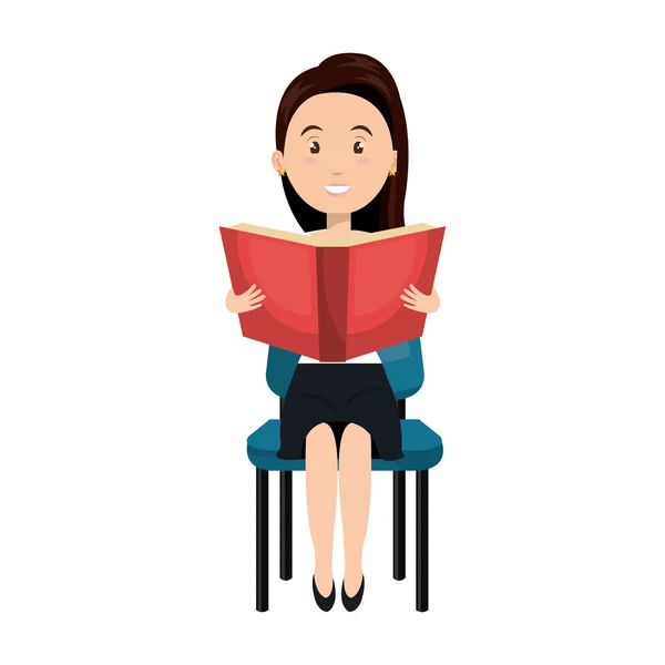 Аватар женщина чтение книги — стоковый вектор