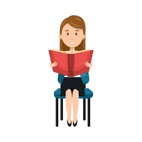Avatar vrouw lezen van een boek — Stockvector