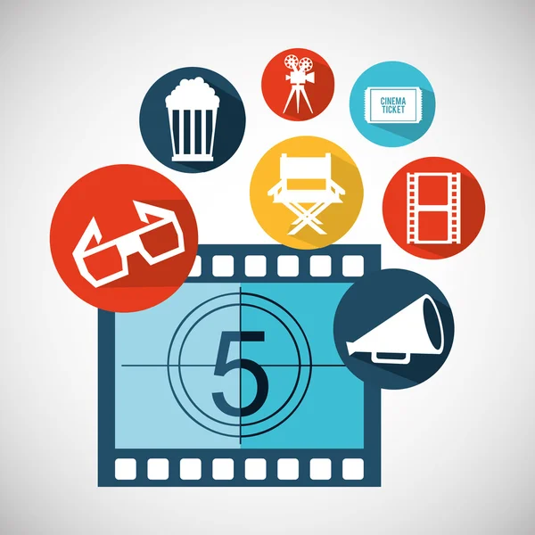 Bioscoop entertainment platte pictogram — Stockvector