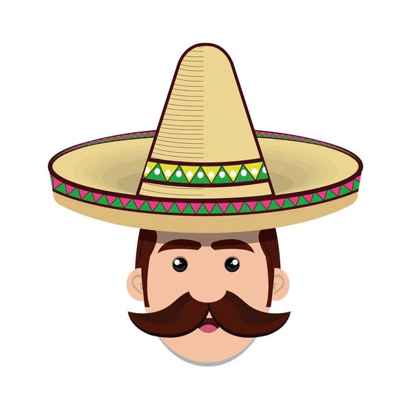 Avatar mexicano hombre de dibujos animados — Vector de stock