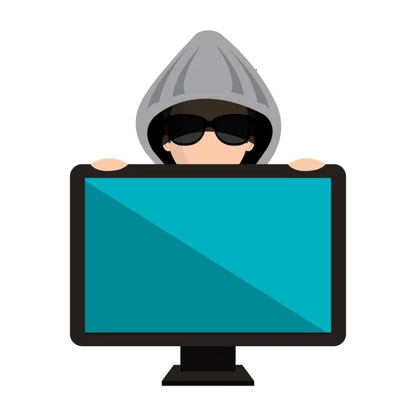 Avatar hacker homem — Vetor de Stock