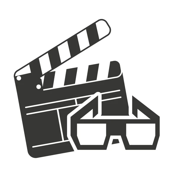 Clapperboard con icono de cine — Archivo Imágenes Vectoriales