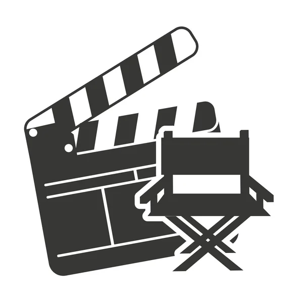 Clapperboard avec icône de cinéma — Image vectorielle