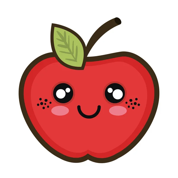 Kawaii manzana de dibujos animados — Vector de stock