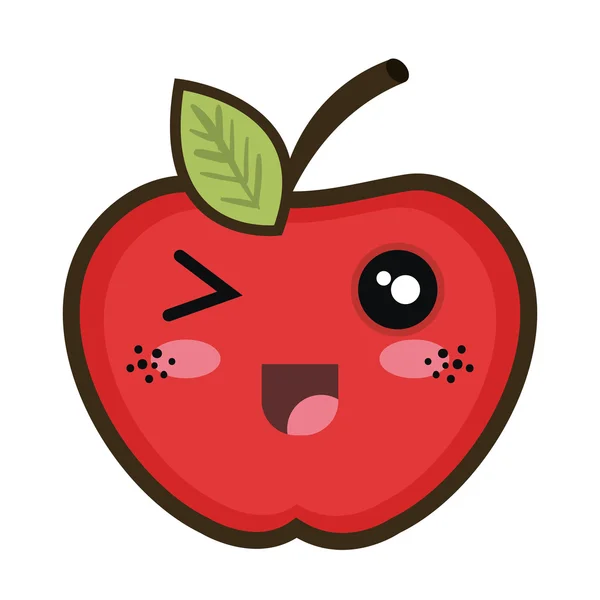 Kawaii cartone animato mela — Vettoriale Stock