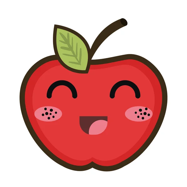 Kawaii dessin animé pomme — Image vectorielle