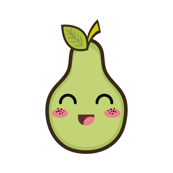 Kawaii fruta de pera de dibujos animados — Vector de stock