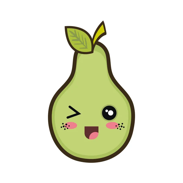 Kawaii dessin animé poire fruit — Image vectorielle