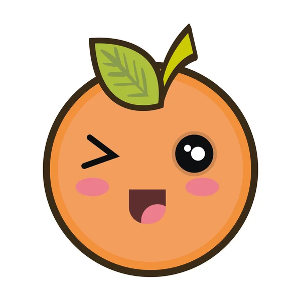 Kartun kawaii buah oranye - Stok Vektor