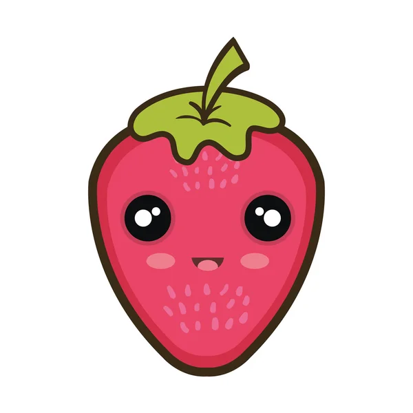 Kartun kawaii buah strawberry - Stok Vektor