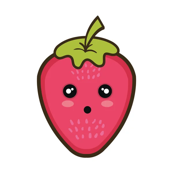 Kawaii dessin animé fraise fruit — Image vectorielle