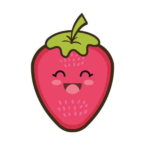 Kartun kawaii buah strawberry - Stok Vektor