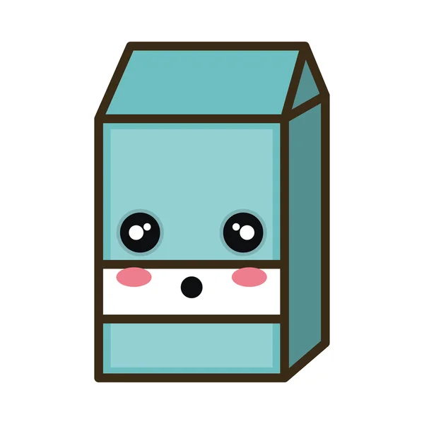 Caja de leche de dibujos animados kawaii — Vector de stock