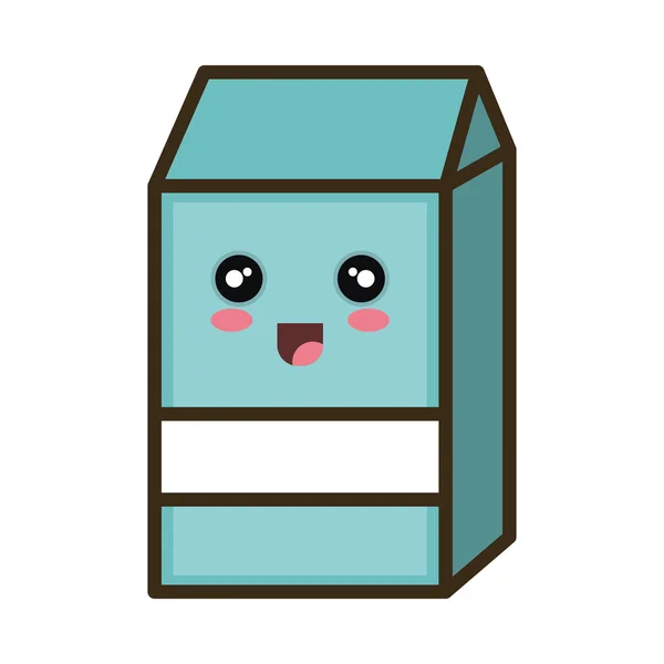 Caja de leche de dibujos animados kawaii — Vector de stock