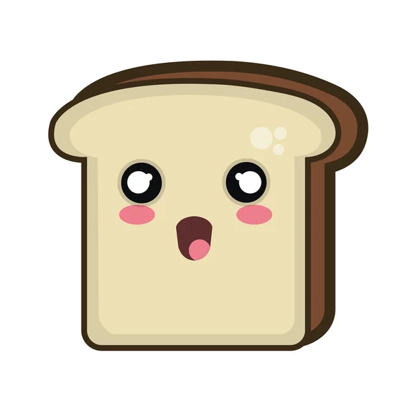 Kawaii cartoon sneetje brood — Stockvector