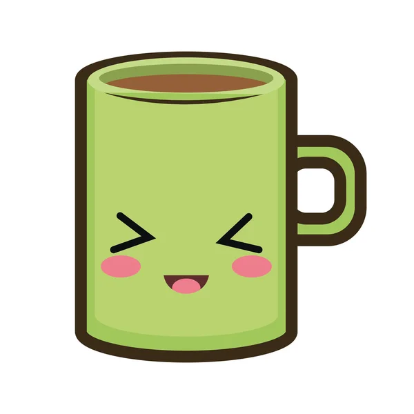 Taza de café de dibujos animados kawaii — Vector de stock