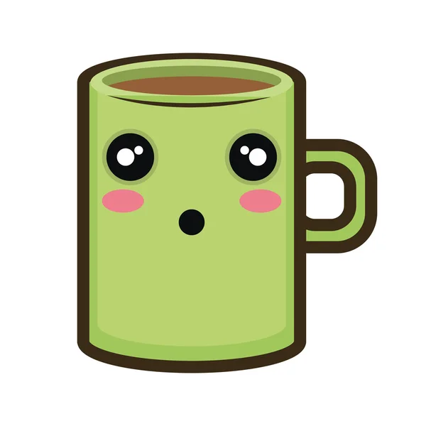 Tasse de café de dessin animé kawaii — Image vectorielle