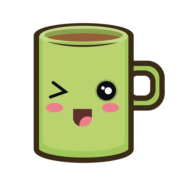 Kawaii kreslený kávový hrnek — Stockový vektor