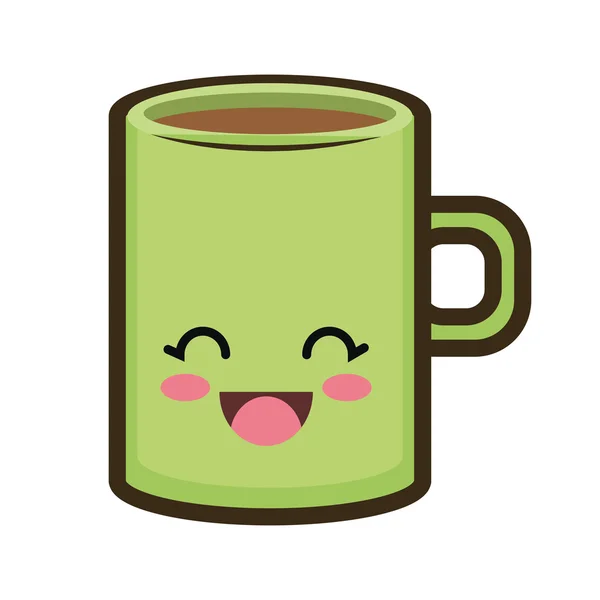 Taza de café de dibujos animados kawaii — Vector de stock