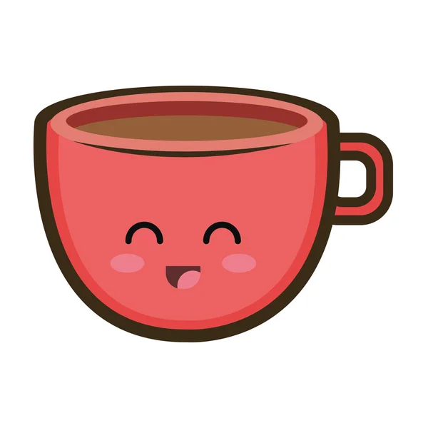 Cangkir kopi kartun kawaii - Stok Vektor